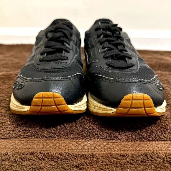 Asics Gel Lyte Black Leather Athletic Shoes Sz 6.5 - Picture 4 of 7